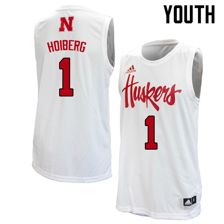 Youth #1 Sam Hoiberg Nebraska Cornhuskers College Basketball Jerseys Sale-White - Click Image to Close